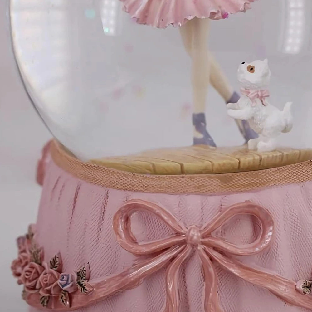 Ballerina snow globe zoom in