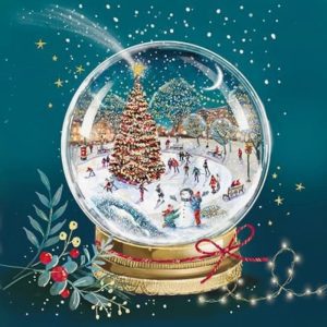 Christmas card with snow globe