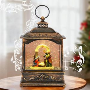 Nativity scene in snow globe