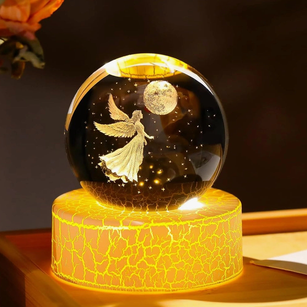 Snow globes with angels light